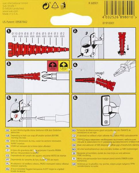SCREW-IT-AGAIN, 2-10MM 4x skru reparasjon til hengsler/skap